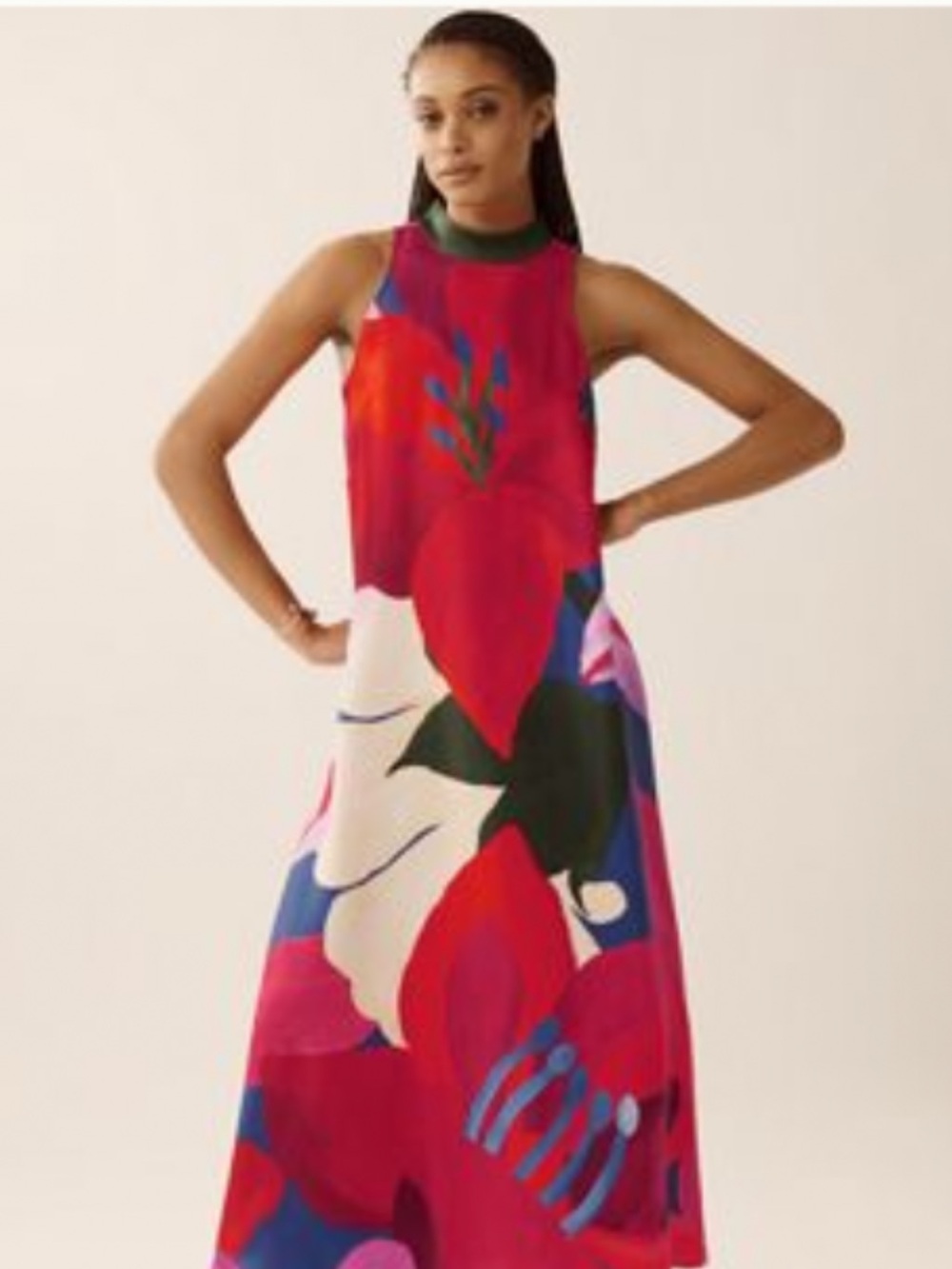 FARM Rio Multicolor Floral Maxi Dress in Red and Green